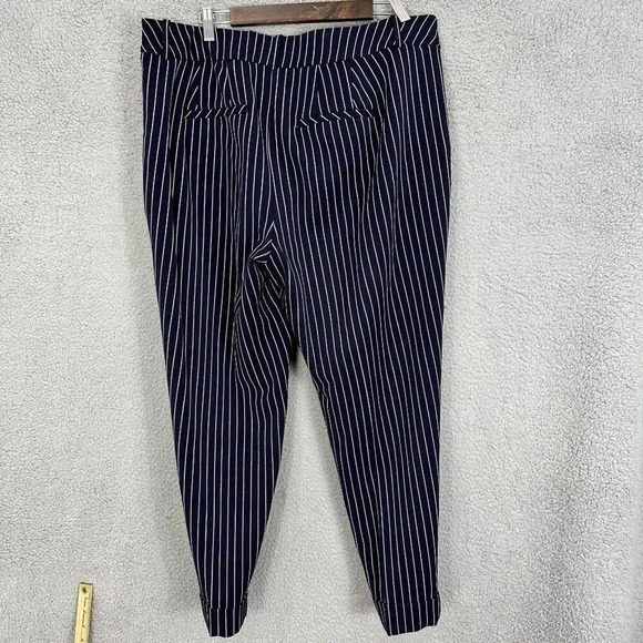 Lane Bryant pants womens 16 blue pinstripe high rise tapered leg preppy nautical - Picture 5 of 7